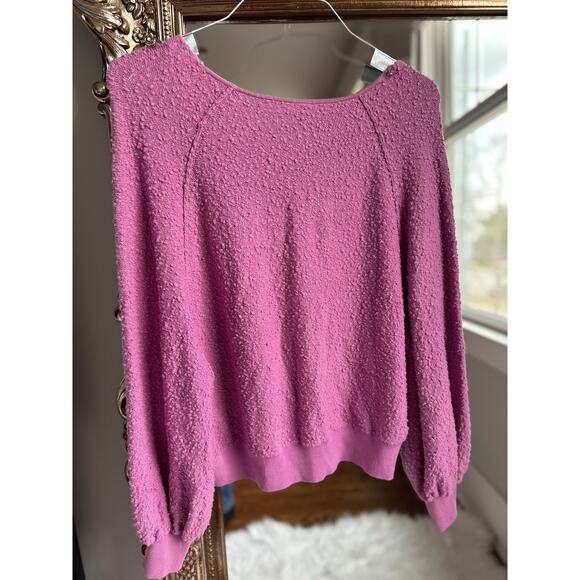 Free People Found My Friend Bouclé Pink Orchid Pullover Small - Picture 3 of 4